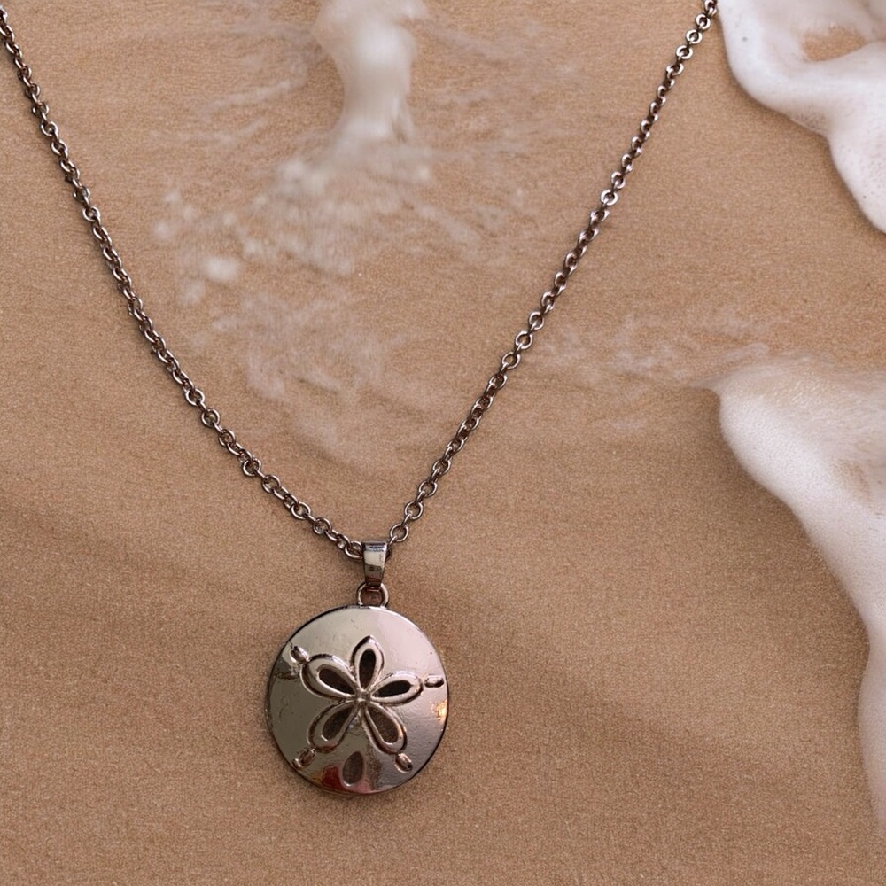 Sand Dollar Pendant Gold Tone Necklace